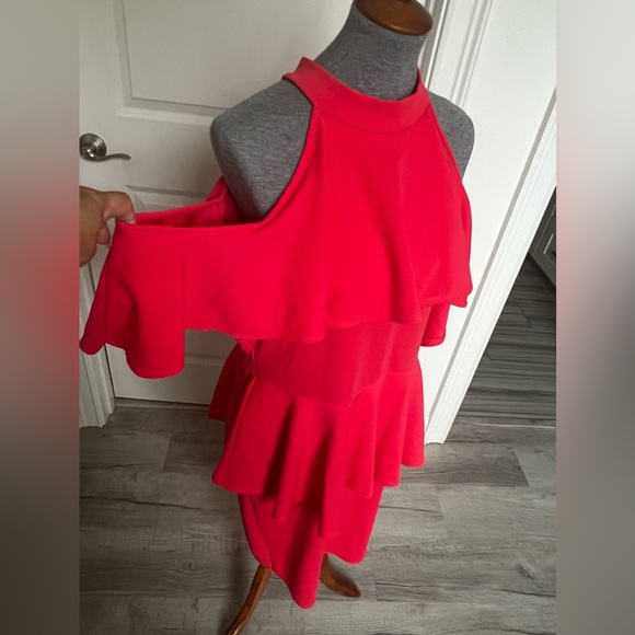 EUC 3X Bright Coral Peplum Cocktail Dress - Picture 3 of 4